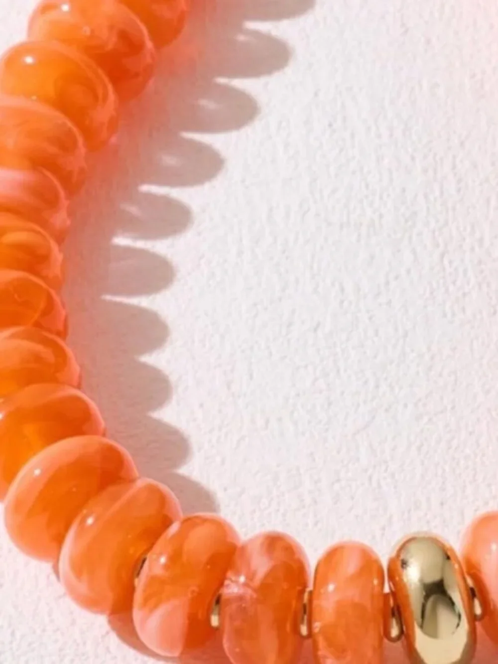 New Women's Chunky Orange Resin Bead Statement Necklace Gold Bead Boho Choker